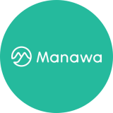 Teal circle with a white logo and 'Manawa' text.