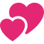 Two pink overlapping hearts symbol